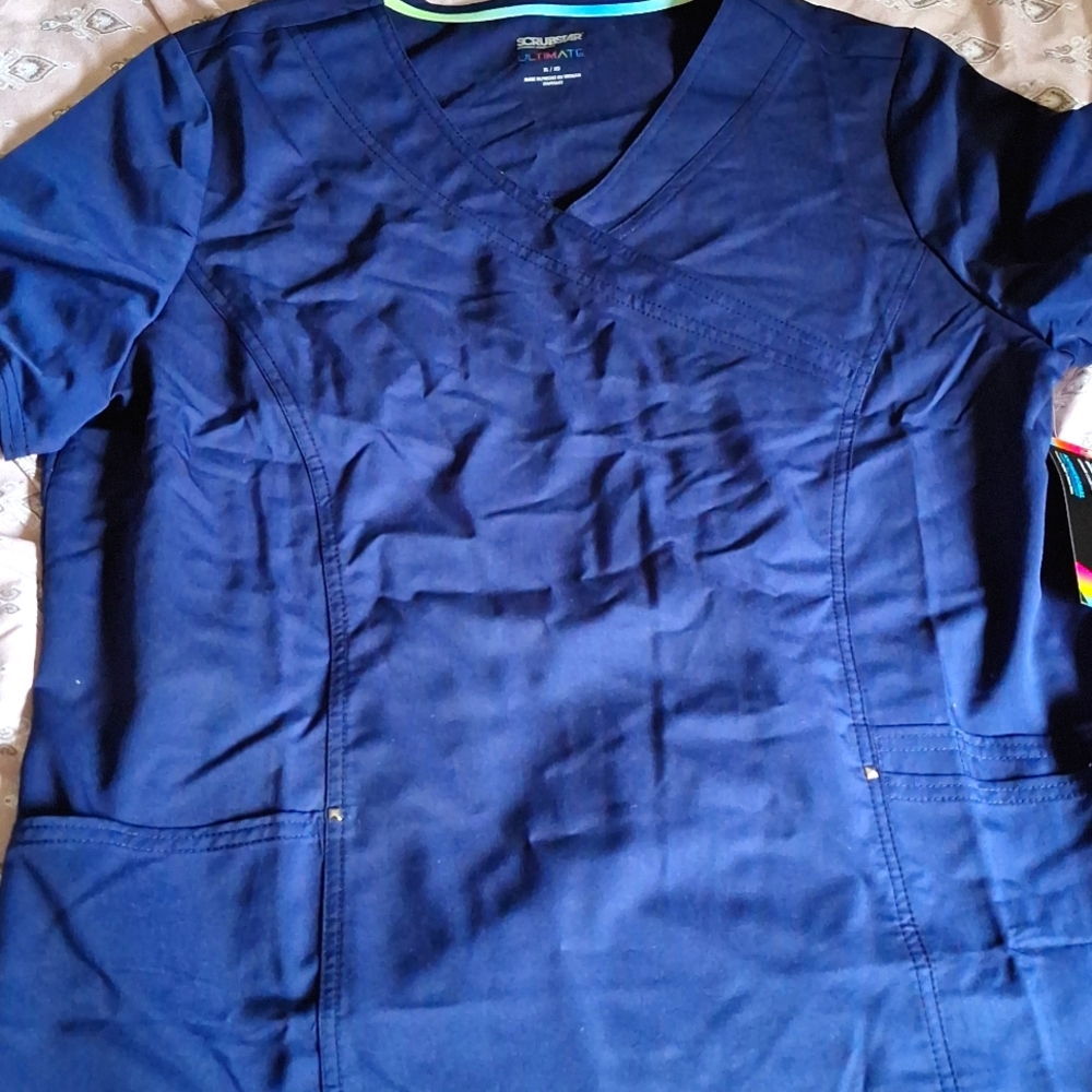 Scrubstar stretch navy blue scrub top